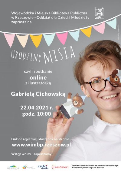 Plakat spotkania z ilustratorką Gabrielą Cichowską